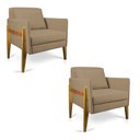 Ver imagem 1 de Kit 02 Poltronas Lana Suede Marrom Rato Base de Madeira - D’Rossi