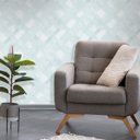 Ver imagem 2 de Papel de Parede para Sala Xadrez Azul Vinilico Lavável+ Cola para Aplicação