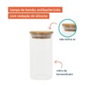 Ver imagem 3 de Potes de Vidro para Mantimentos 300Ml com Tampa Bambu - 3 Pçs