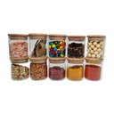 Ver imagem 1 de Potes de Vidro para Mantimentos 200Ml com Tampa Bambu - 10 Pçs