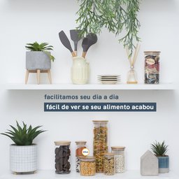 Potes de Vidro para Mantimentos 200Ml com Tampa Bambu - 10 Pçs - 6