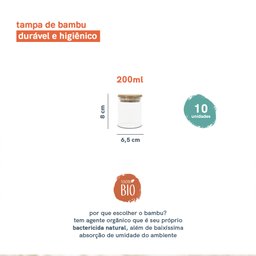 Potes de Vidro para Mantimentos 200Ml com Tampa Bambu - 10 Pçs - 3