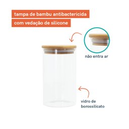 Potes de Vidro para Mantimentos 600Ml com Tampa Bambu - 3 Pçs - 3