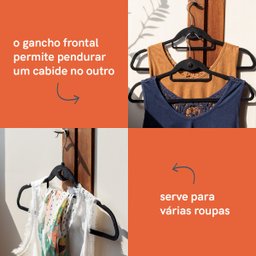 Kit de 24 Cabides de Veludo Preto - Oikos - 5
