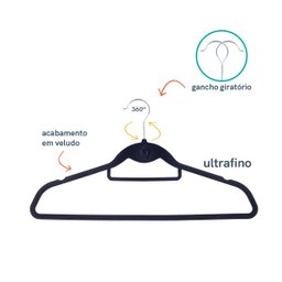 Kit de 24 Cabides de Veludo Preto - Oikos - 3