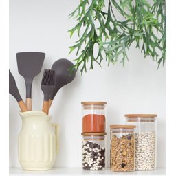 Pote de Vidro de Mantimentos 250Ml com Tampa de Bambu Oikos - 2