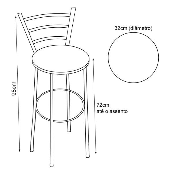 Kit 2 Banquetas Alta Em Aço Preto Com Assento Laranja - Polaris - 4