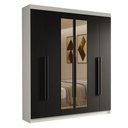 Ver imagem 2 de Guarda-roupa Casal 6 Portas Batentes com Espelho Saturno Madesa Branco/preto