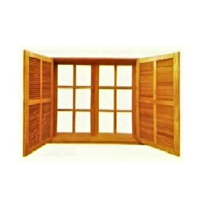 Janela de Abrir Vidro e Veneziana - Madeira Maciça - Angelim:1,00m X 1,00m