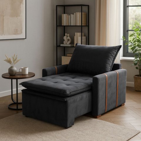 Poltrona Cama Reclinável Estofada para Sala e Quarto