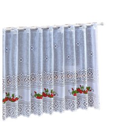 Cortina Pia Renda Branca Morango 2,00Larg X0,80 Alt - 6