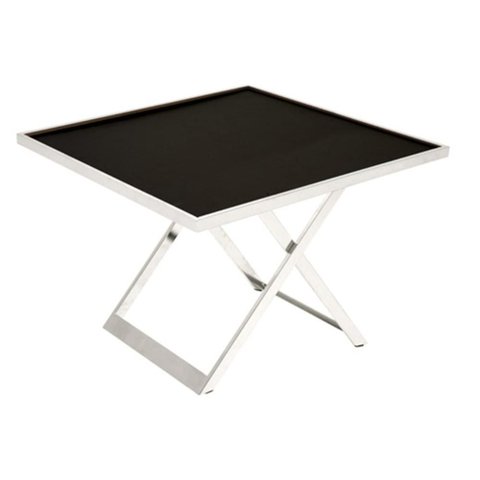 Mesa Lateral Oliver Cromada Tampo Madeira Cor Preta - 17449