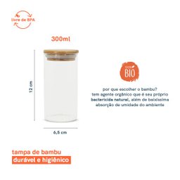 Pote de Vidro de Mantimentos 300Ml com Tampa de Bambu Oikos - 2