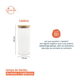 Pote de Vidro de Mantimentos 1650Ml com Tampa de Bambu Oikos - 2