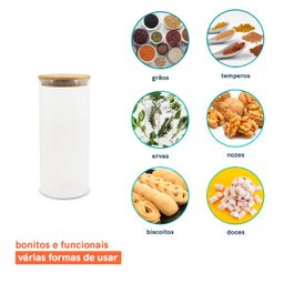 Pote de Vidro de Mantimentos 1650Ml com Tampa de Bambu Oikos - 4