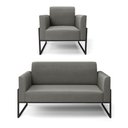 Ver imagem 1 de Sofá Namoradeira com Poltrona Base Industrial Alta Preto Marisa Suede D03 - D\'rossi Cor Grafite