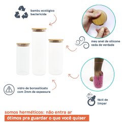 Potes de Vidro para Mantimentos com Tampa Bambu Oikos - 4 Pçs - 4