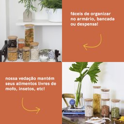 Potes de Vidro para Mantimentos com Tampa Bambu Oikos - 4 Pçs - 6