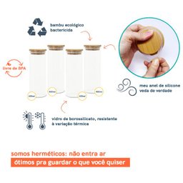 Potes de Vidro para Mantimentos com Tampa Bambu Oikos - 4 Pçs - 3