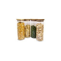Potes de Vidro para Mantimentos com Tampa Bambu Oikos - 4 Pçs - 1