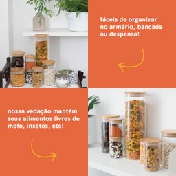 Potes de Vidro para Mantimentos com Tampa Bambu Oikos - 4 Pçs - 6