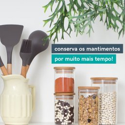 Potes de Vidro de Mantimentos com Tampa de Bambu 11 Pçs - 6