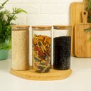 Ver imagem 2 de Kit 3 Potes de Vidro para Mantimentos 1650Ml com Tampa Bambu