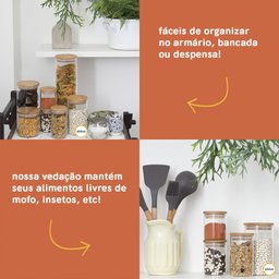 Kit 4 Potes de Vidro para Mantimentos 600Ml com Tampa Bambu - 7 Kit 4 Potes de Vidro para Mantimentos 600Ml com Tampa Bambu - 7