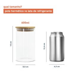 Kit 4 Potes de Vidro para Mantimentos 600Ml com Tampa Bambu - 6 Kit 4 Potes de Vidro para Mantimentos 600Ml com Tampa Bambu - 6