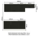 Ver imagem 4 de Armário de Cozinha Completa 260cm Branco Preto Agata Madesa 02