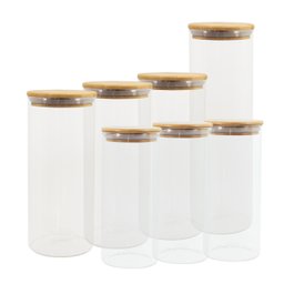 Potes de Vidro para Mantimentos com Tampa Bambu Oikos - 7 Pçs - 1