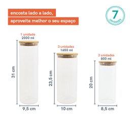 Potes de Vidro para Mantimentos com Tampa Bambu Oikos - 7 Pçs - 2