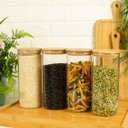 Ver imagem 2 de Kit 4 Potes de Vidro para Mantimentos 1650Ml com Tampa Bambu