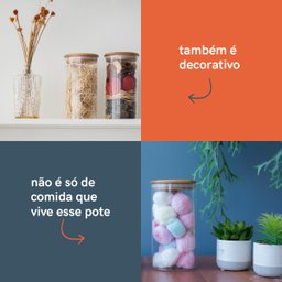 Kit 4 Potes de Vidro para Mantimentos 1650Ml com Tampa Bambu - 6