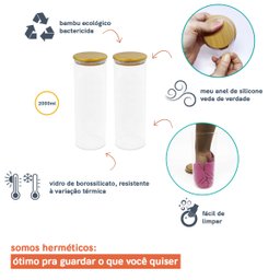 Kit 2 Potes para Mantimentos de 2l com Tampa de Bambu Oikos - 5
