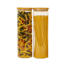 Kit 2 Potes para Mantimentos de 2l com Tampa de Bambu Oikos - 1