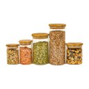 Ver imagem 1 de Potes de Vidro para Mantimentos com Tampa Bambu Oikos - 5 Pçs