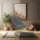 Ver imagem 2 de Kit 04 Cadeiras Poltrona de Jantar Bela Suede Grafite Base Metálica Industrial Dourado - Pallazio