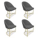Ver imagem 1 de Kit 04 Cadeiras Poltrona de Jantar Bela Suede Grafite Base Metálica Industrial Dourado - Pallazio