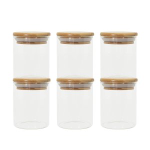 Potes de Mantimentos de 200Ml com Tampa Bambu Oikos - 6 Pçs