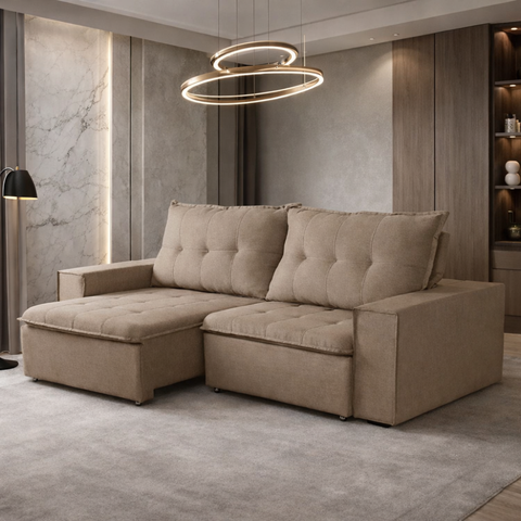 Sofá Retrátil Reclinável Valentino 2,10m Linho - Shop Das Cabeceiras