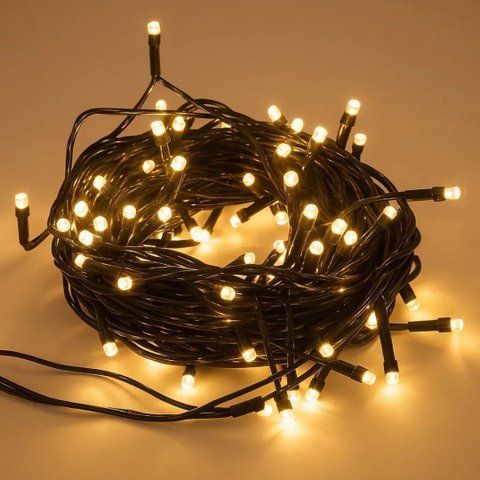 Pisca Led Branco Quente Sequencial 100 Lâmpadas 8 Funções Fio Verde 8 Metros 127v
