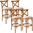 Ver imagem 1 de Kit 04 Banquetas Altas Cozinha Bancada Bar Sala de Jantar Estofada Ávila L02 Suede Bege - Lyam