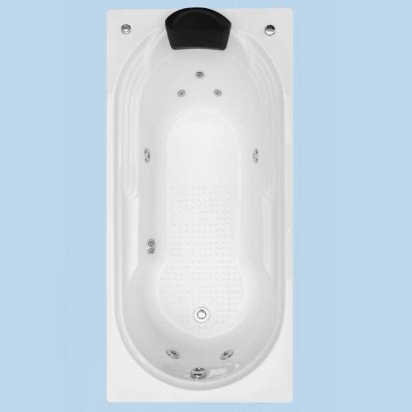 Banheira Hidromassagem Retangular Fortaleza - 1,60x0,80x0,43 - Gel Coat - 3 Jatos Plus - - 110v - 1