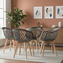 Ver imagem 1 de Kit Mesa Eames Vidro 90cm + 4 Cadeiras Web Wood Seat&Co