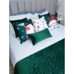 Peseira Drapeada Line Dupla Face em Veludo Cama Casal Cor:verde Escuro - 4