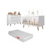Cômoda Fraldário Lunna 3 Gavetas + Berço Mini Cama 3 em 1 Branco com Colchão 70x130 - 1