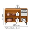 Ver imagem 2 de Balcao com Tampo 120 cm 3 Portas 2 Gavetas Ravena Freijo Off Acetinado Poliman