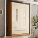 Ver imagem 6 de Guarda Roupa Casal Domo 44020 4 Portas Cinamon Off White – Demóbile