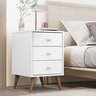 Mesa de Cabeceira 3 Gavetas Mdf Retro Pés em Madeira Agata:branco - 2